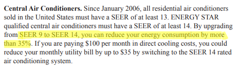 Austin heating and air conditioning SEER ratings